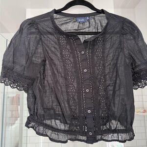GAP Sheer Black Lace Women's Blouse